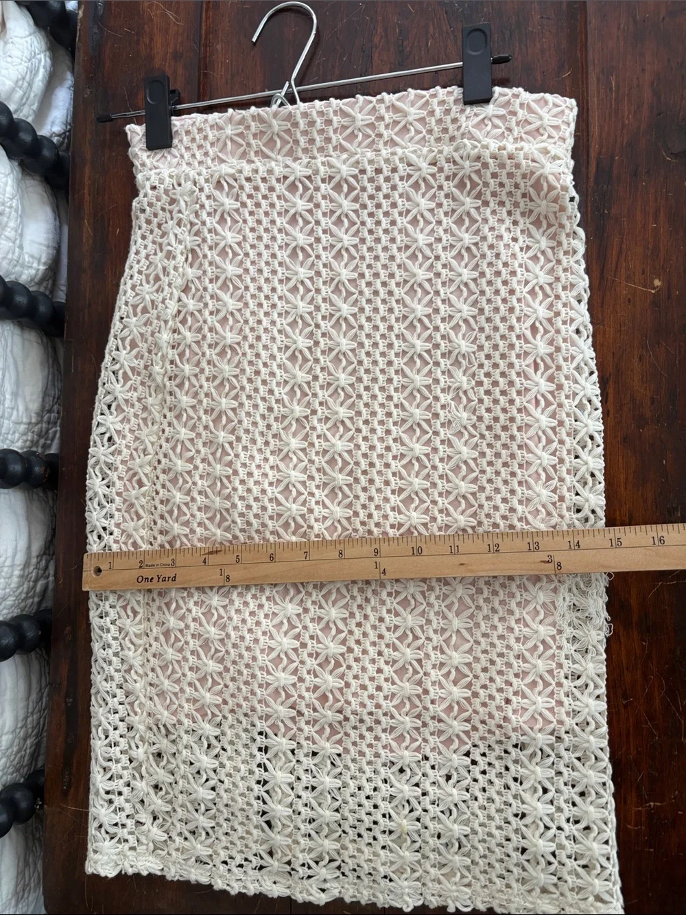 Free People Cream Crochet Pencil Skirt